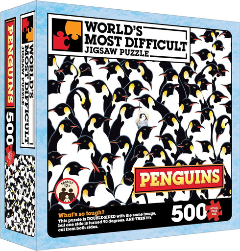TDC Games World’s Most Difficult Jigsaw Puzzle, Penguins, 500 Pieces Double Sided