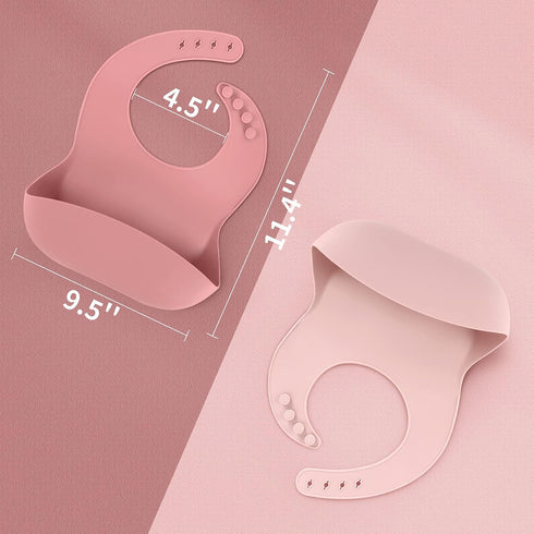 ME.FAN Silicone Baby Bibs, Adjustable 2 Set for Babies & Toddlers