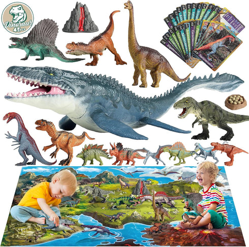Oriate Dinosaur Toys w/Large Play Mat, Realistic Mosasaurus Figures Plastic Toys for