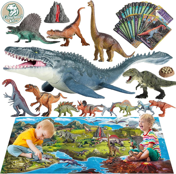 Oriate Dinosaur Toys w/Large Play Mat, Realistic Mosasaurus Figures Plastic Toys for