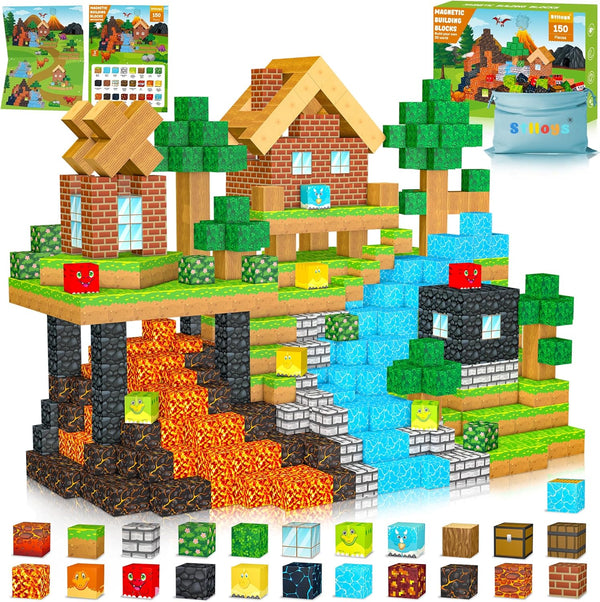 150PCS Magnetic Blocks: Magnetic Building Block Cubes for Kids Boys Girl Ages