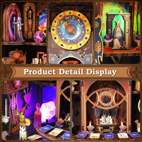 VORATHIS 3D Book Nook Kit - Fantasy Tarot Wooden Puzzle for Adults, Teens & Beginners, DIY Miniature Bookshelf Insert