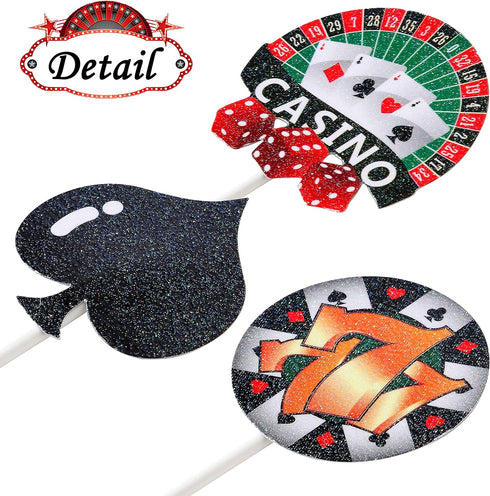 32pcs Casino Cupcake Toppers - Casino Poker Theme Party Decorations for Las Vegas Casino Night Birthday Supplies