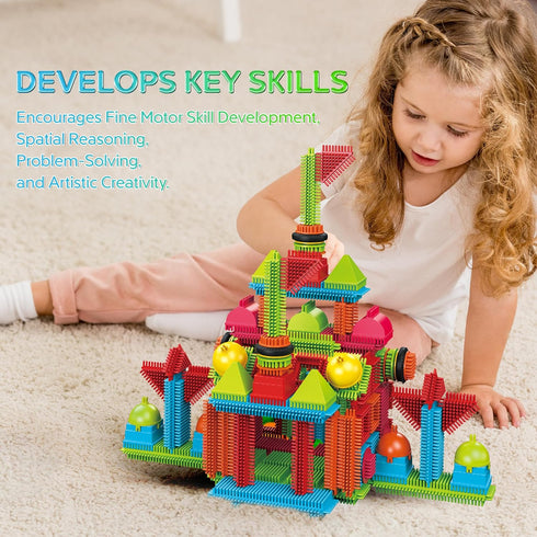 244 3D 3-8 Contixo pcs Bristle Shape STEM Building Toys, Construction Learning Stacking Educational Block, Creativity