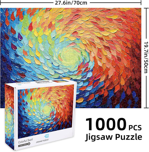 1000 27.5"x19.6" Hopgo Piece Puzzle for Adults, Colorful Gradient Rainbow Jigsaw Puzzle, Art Painting Difficult Puzzles