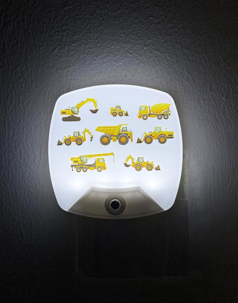 Omeet 2 Pack - Cartoon Engineering Vehicle LED Plug-in Night Light for Kids - Wall Lamp Take Good Care Children Sleep