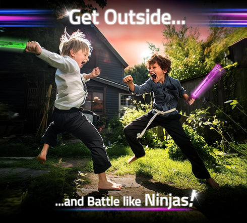Ninja Toys Meet Samurai Swords in Glow Battle - Kids Sword Game for Ages 8-12+, 2-4 Players