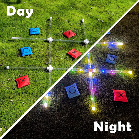 Outdoor Games Giant Tic Tac Toe, Glow in the Dark Yard Lawn Game for Family Fun