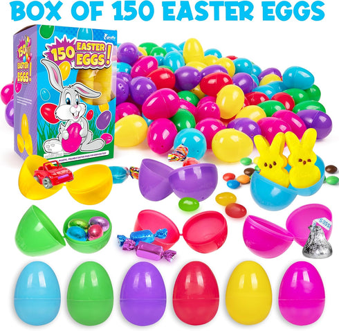 150 Pack Giraffe Fillable Easter Eggs Bulk Multi Color Empty Plastic Eggs for Kids - Easter Basket Stuffers for Kids