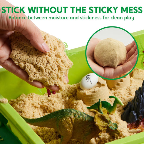 3+ JOVA Klever Kits Dinosaurs Sensory Bin Toys for Toddlers with Glow in The Dark Dinosaurs, Sandbox with Lid Sand
