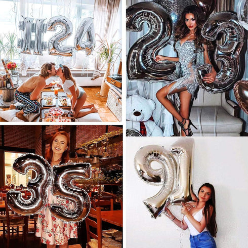 40 Inch Large Silver Number 4 Balloon, Jumbo Mylar Foil Helium Balloon for Birthday Party Decorations