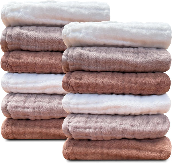 Sunny zzzZZ Baby Muslin Washcloths -100% Cotton Muslin Soft Absorbent Large Baby