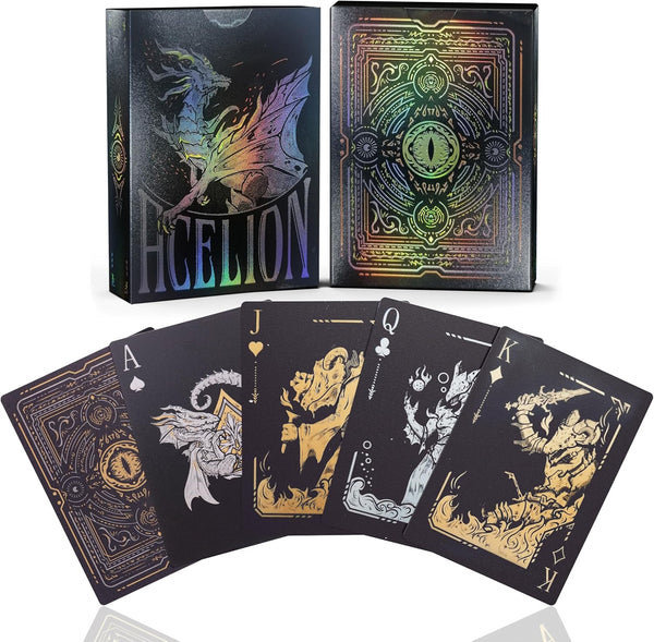 WJPC Easy Shuffling Plastic Waterproof Playing Cards, Cool Black Dragon Poker Cards for Game and Party