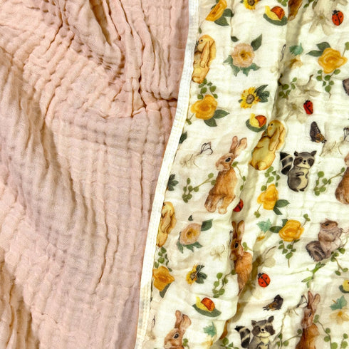 Pack 2 43"X43" of Ultra Soft Muslin Baby Blanket Breathable Happy Ester Rabbit Pink Muslin Swaddle Blankets for Baby