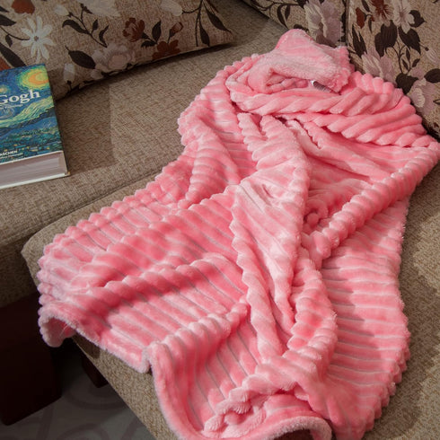 NTBAY Plush Flannel Oversized Baby Blanket, 50X60 Inches Soft Warm Toddler Blanket, Pink