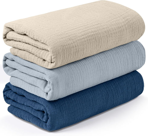 Muslin Swaddle Blankets for Newborn, 3 Pack Breathable Soft Receiving Blanket, Large