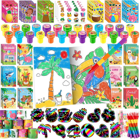 BenLouis 96Pcs Hawaiian Luau Party Favors Aloha Summer Tiki Theme Coloring Books
