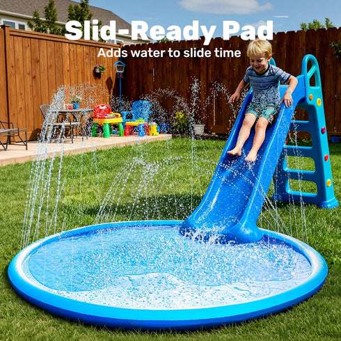72" (72in, SLOOSH Non-Slip Splash Pad Sprinkler - Outdoor Water Toys Play Mat for Toddlers Kids Dogs, Outside Thickened