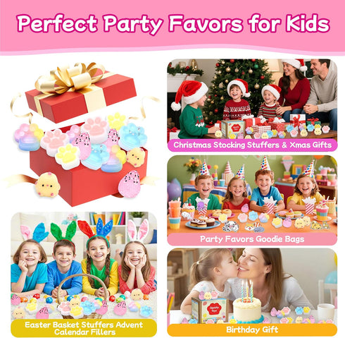 YRSDQueenA Pack 24 Pack 50 4-8 8-12, Taba Squishy Taba Squishies with Stickers, Easter Squishy Toys Party Favors
