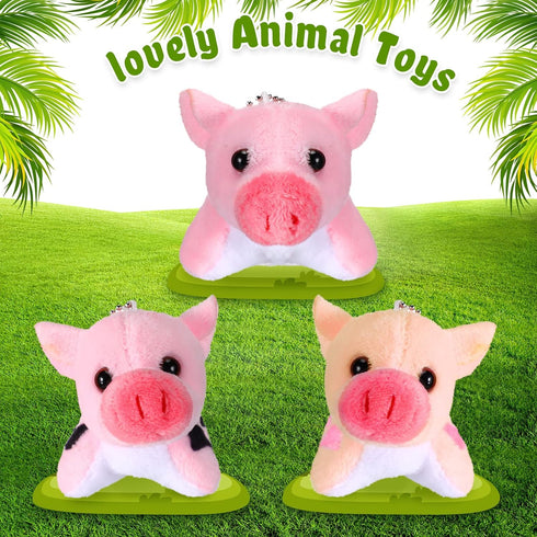 Stuffed Pig, 12 Pieces Assorted Plush Toy Figures for Holiday Party Favors, 3.2 x 3 Inch