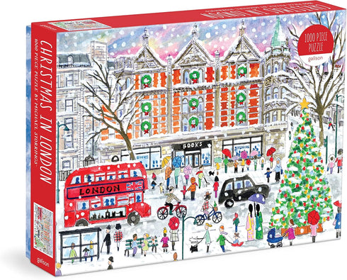 Galison Michael Storrings Christmas in London – 1000 Piece Puzzle with Bright Artwork of The London Holiday Season