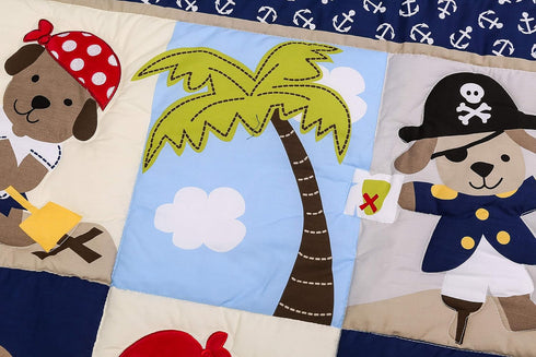 CribMATE 1 Nursery Crib Quilts Cartoon Blue Bear Pirates Baby Girl Baby Boy Nursery Crib Comforter Pieces