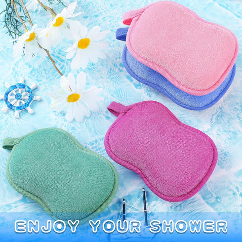4 Pieces Baby Bath Sponge, Soft and Absorbent Cotton Sponge for Kids Babies (Red, Purple, Green, Blue)