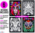 Stuff2Color Amazing Animals, 6 Pack Fuzzy Black Velvet Coloring Posters for Kids and Group Activities