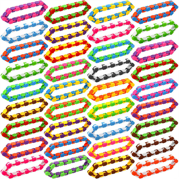 Neureyte 46 Pack 24 Links Wacky Tracks Snap and Click Fidget Toys,Fidget Snake