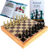 StonKraft Handcarved Chess Board with Wooden Base - Stone Inlaid Chess Game Set