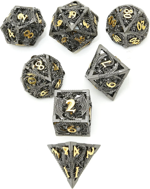 DND Dice Set, Metal Polyhedral Dice Gift for Role Playing, D20 Hollow Dice Set for DND RPG MTG Table Games
