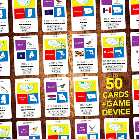 100 50 6+ PICS US States & Capitals Flash Cards | All States and Capitals to Learn | Fun and Functional Case | Ultimate