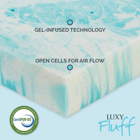 2-Inch 52x27x2 Gel-Infused Memory Foam Mattress Topper for Cribs and Toddler beds, with Added Ventilated Removable