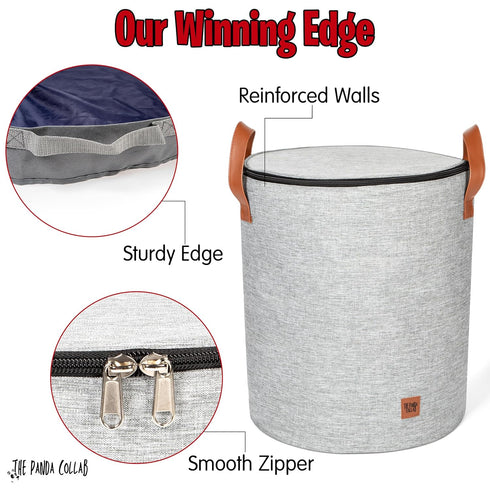 The Panda Collab Toy Storage Basket and Playmat - Large Toy Blanket Storage Mat with Zippers - Slide Away Canvas Bag
