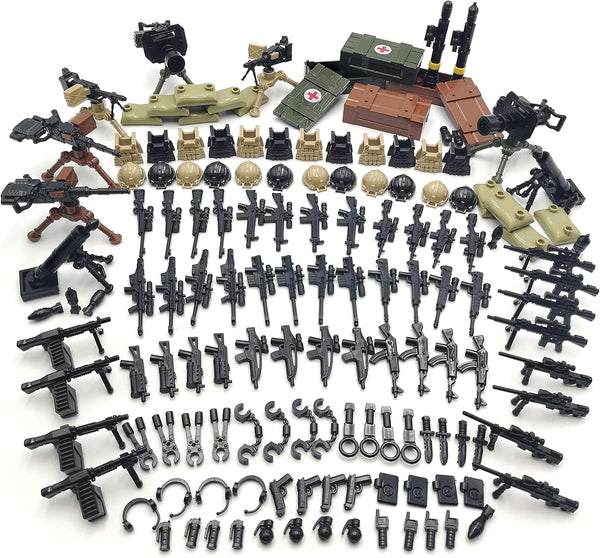 ZHX Weapon Pack Military Weapon Accessories, Army Guns Simulate Battle Building Blocks for Kids