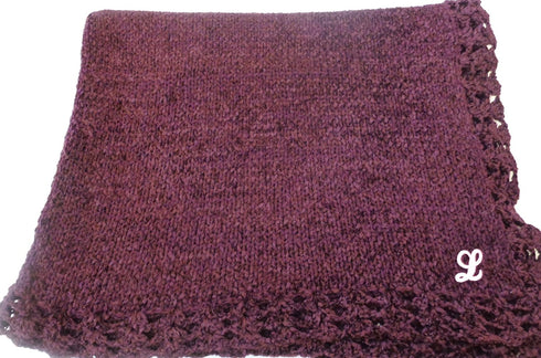 Sanjit Knitted Crochet Finished Dark Brown Chenille Baby Blanket Chosen Monogram