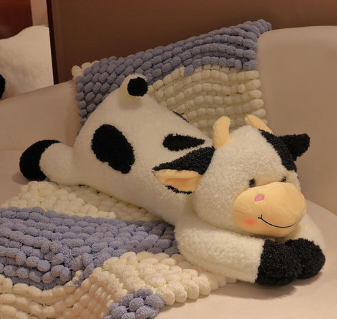 Easfan 36’’ Lying Cow Stuffed Animal, Large Hugging Plush Pillow Toy for Home Decoration Gifts