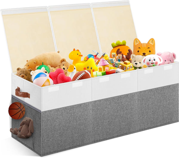 Extra Large Toy Storage Box with Lid, Collapsible Sturdy Toys Chest Storage