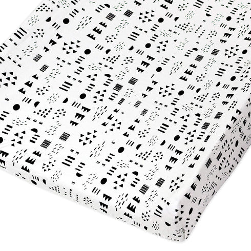 (Set HonestBaby Organic Cotton Changing Pad Covers of Two), Pattern Play/Heather Gray, One Size