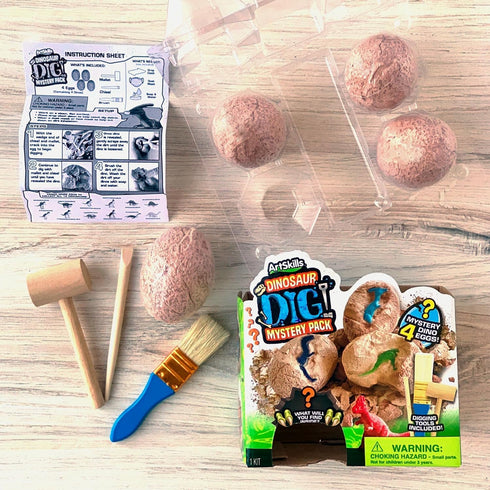 ArtSkills Dinosaur Eggs Excavation Dig Kit, Mystery Box of 4 Dino Eggs - Collect All 12 Toy Dinosaurs