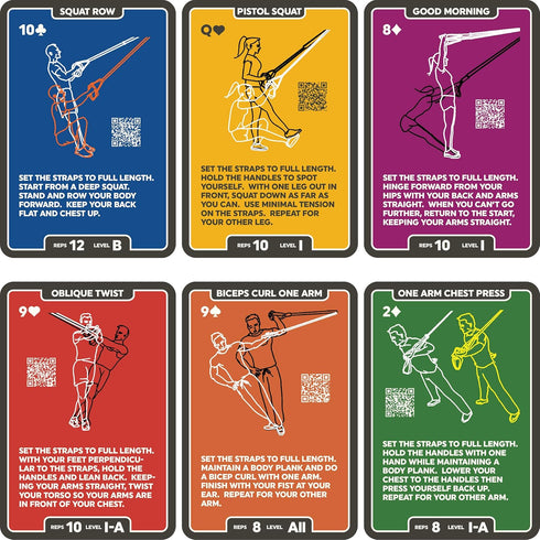 Suspension Exercise Cards for All Trainers, Bodyweight Resistance Workout Game, Video Instructions Included