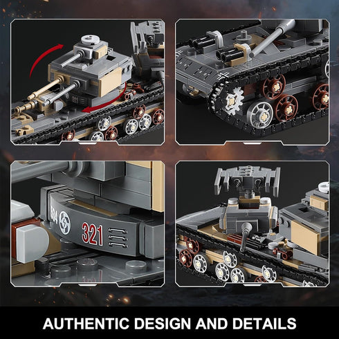 MISTBUY 1165-Piece WW2 Sets 8 Set Army Tank Toys Building Compatible with Lego, Create A Large KV-VI Military Models