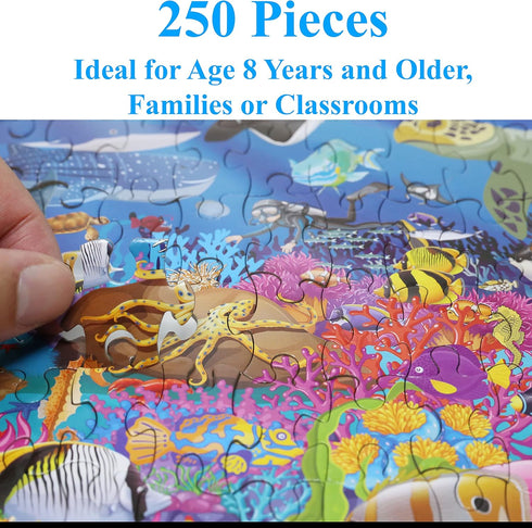 Think2Master Ocean Life 250 Pieces Jigsaw Puzzle - Fun Educational Toy for Kids, School & Families, Size: 14.2” X 19.3”
