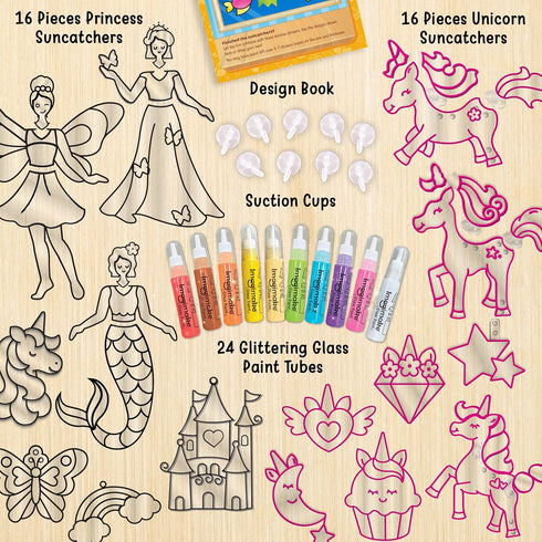 5-8 5,6,7,8 6-8 6 Imagimake Window Art Princess & Unicorn | DIY Suncatcher Kit for Year Old Kids | Princess & Unicorn