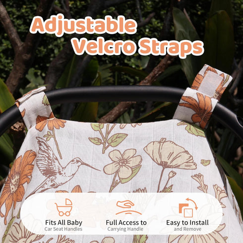 100% Summer Metplus Car Seat Cover Baby Girl, Muslin Cotton Infant Carseat Covers, Lightweight Breathable Car Seat