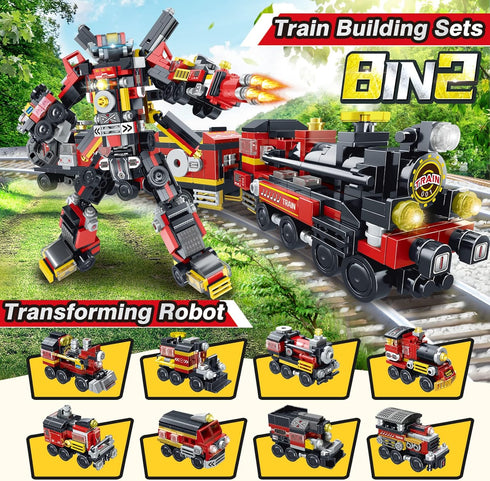 COBFDHA Sets 8-12, 8-in-2 12-16 6 7 9 10 11 14 (766 Train Toys for Kids Age Building Blocks Kits for Year Old Teen Boys