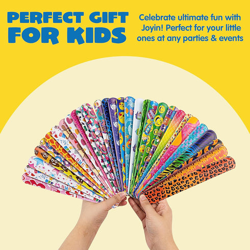 JOYIN 60 Pcs Slap Bracelets for Kids, Bulk Wristbands with Animals, Friendship, Heart Print for Easter Party Favors