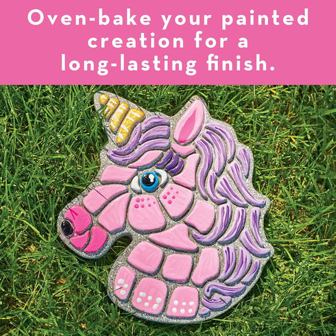 MindWare DIY Unicorn Stepping Stone Kit - Includes Weatherproof Stone, Paint, and Brushes