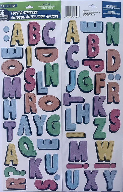 JOT 1 Pack Peel and Stick Poster Stickers, 56 Multi-Colored Characters