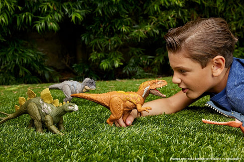 Jurassic World Wild Roar Hesperosaurus Dinosaur Figure with Continuing Roar Sound & Attack Action, Posable Physical Toy & Digital Play